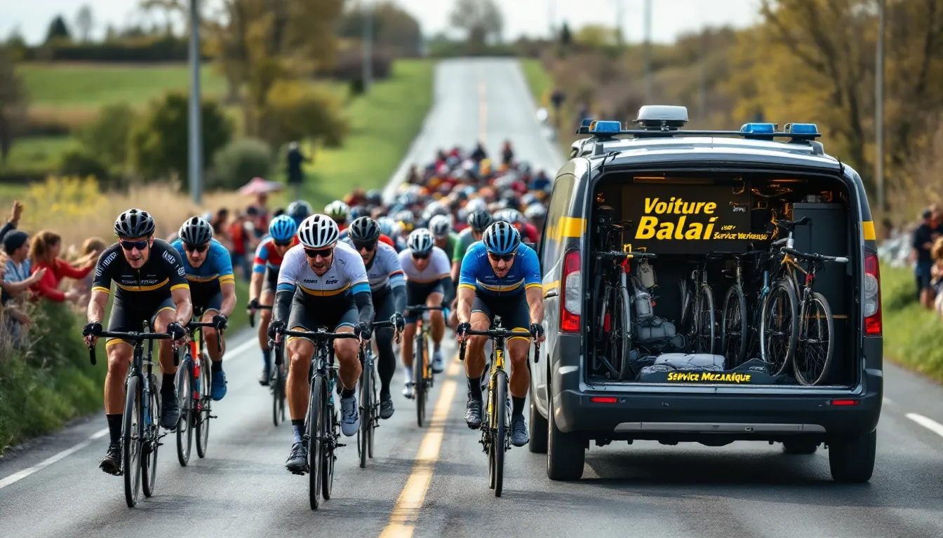 Voiture balai : le soutien logistique essentiel des courses cyclistes modernes